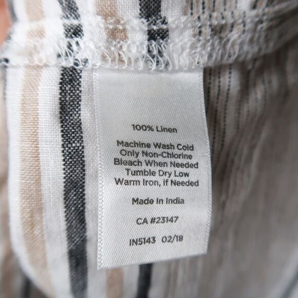 Talbots Womens Linen Top Medium Petite Gray‎ Beige Resort Vacation Quiet Luxury - Picture 6 of 7